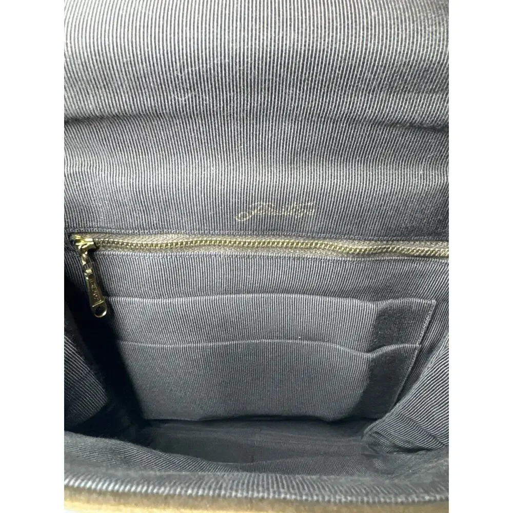 Prestige Vintage suede brown bag with gold hardware & flap closure